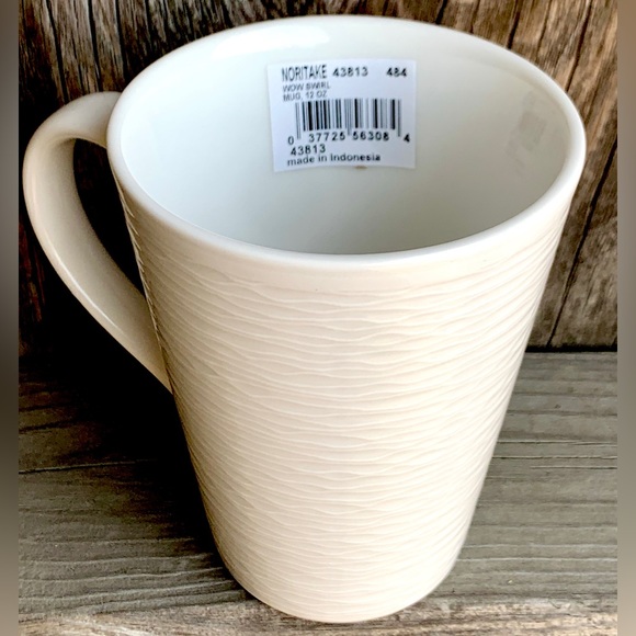 Noritake Textured WoW Swirl White on White Coffee Mug - Picture 5 of 10